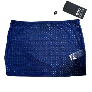 EGO Blue Sequin Mini Skirt Cover-Up